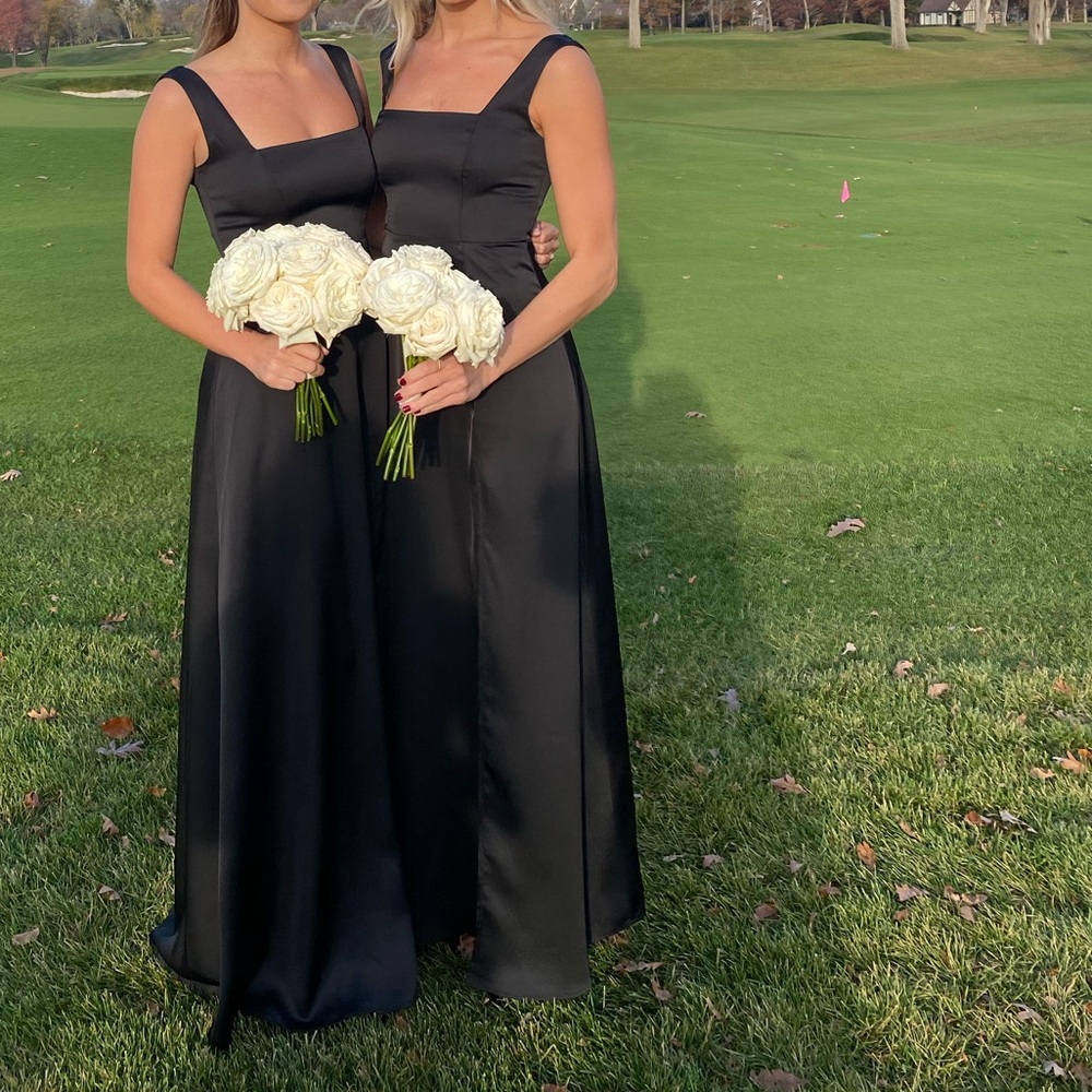 Vow’d Black Satin Poplar Dress